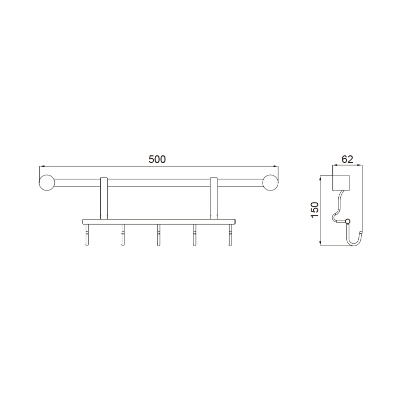 Storage Towel Rack Quality Aluminum Wall Mounted Bathroom Accessories Set