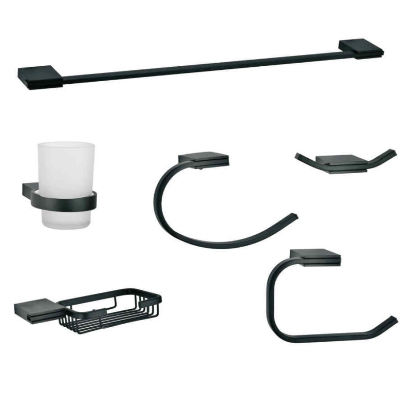 4 Pieces Square Design Brushed Nickel Wall Mounted Bathroom Accessories Kit