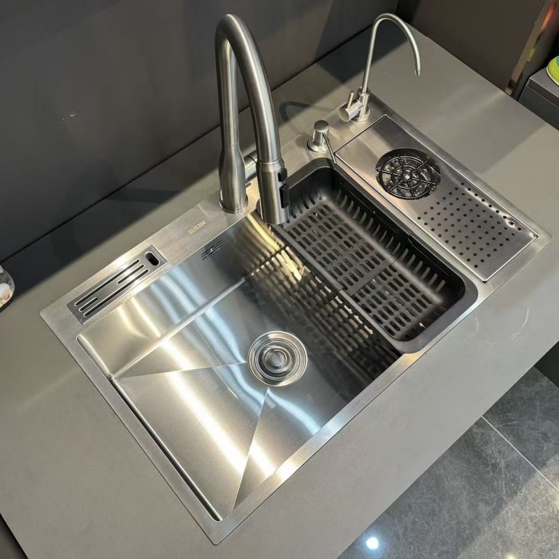 Wholesale Kitchen Sink Stainless Steel Square Handmade Single Bowl Sink Custom Dimensions Brushed Finish Durable Kitchen Sink Factory