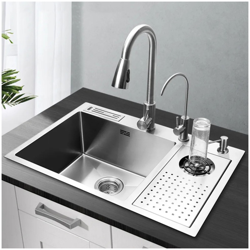 Modern Minimalist Square Kitchen Sink Stainless Steel Single Bowl Undermount Handmade Sink
