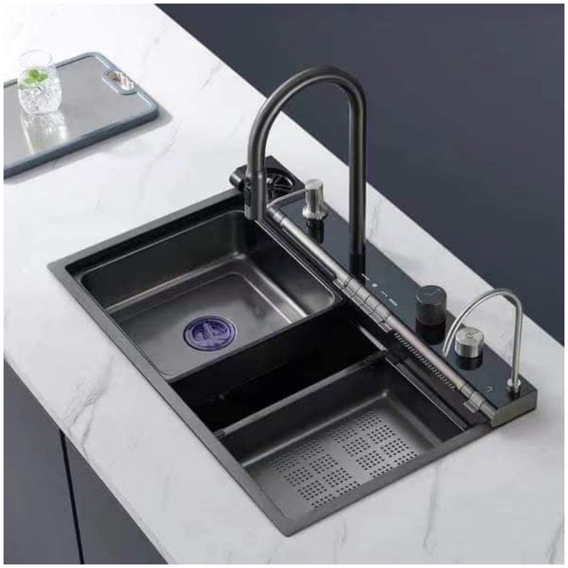 Undermount Stainless Steel Apron Farmhouse Handmade Smart Waterfall Multifunction Kitchen Sink