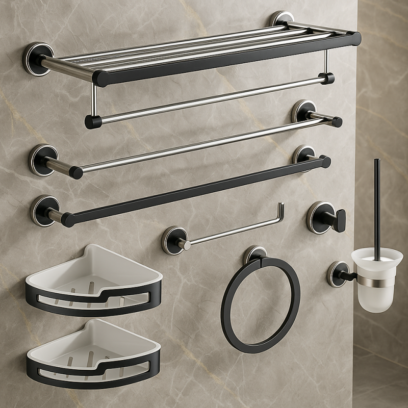 Simple Design Zinc Alloy Wall Mount Chrome Bathroom Hardware Accessories Set