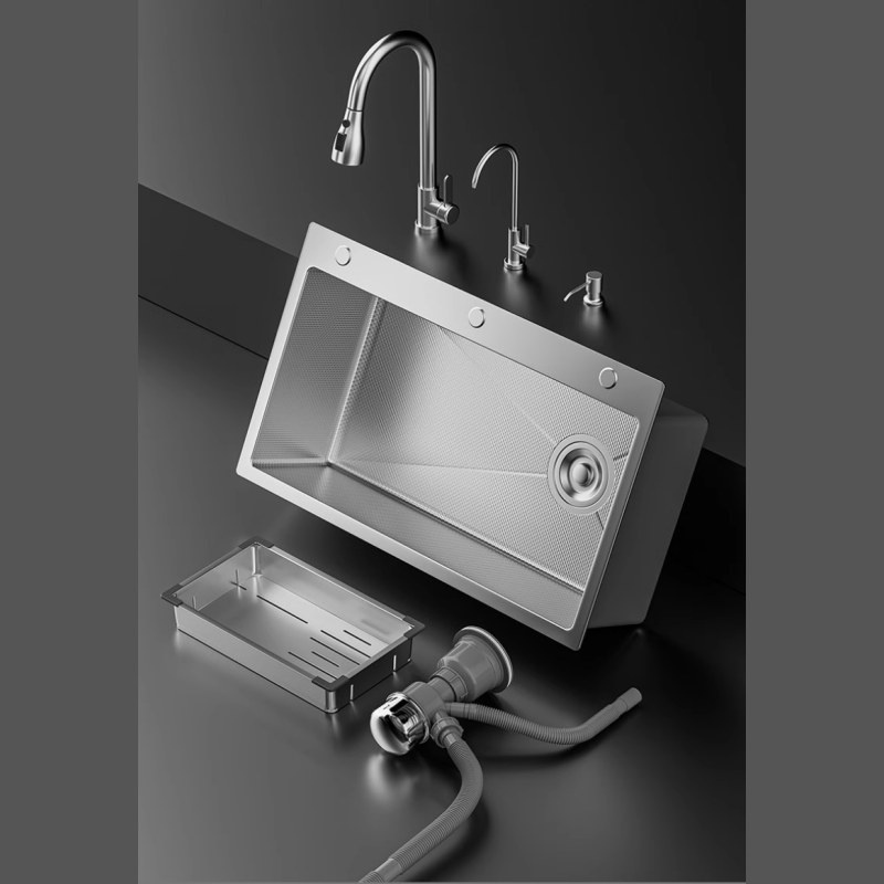 Contemporary Square Kitchen Sink Handmade Stainless Steel Single Bowl Undermount Sink Custom Dimensions Available
