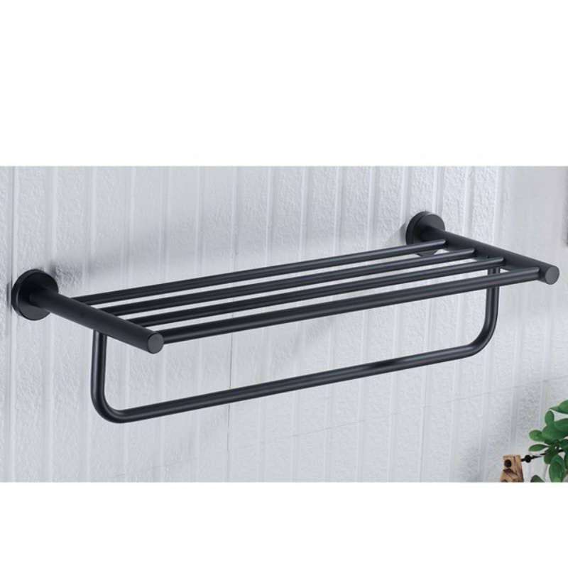 Black Square Design Wall Mount 6 Pieces Bathroom Hardware Accessories Set