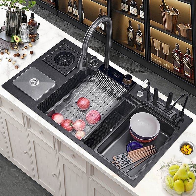 Handmade Square Kitchen Sink Stainless Steel Single Bowl X Flume Drain Undermount Custom Size Basin