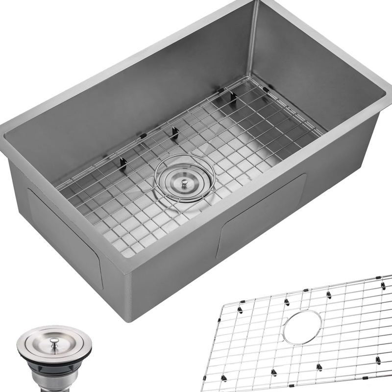 Factory OEM Square Stainless Steel Kitchen Sink Handmade Single Bowl SUS304 SUS316 Custom Size Kitchen Basin