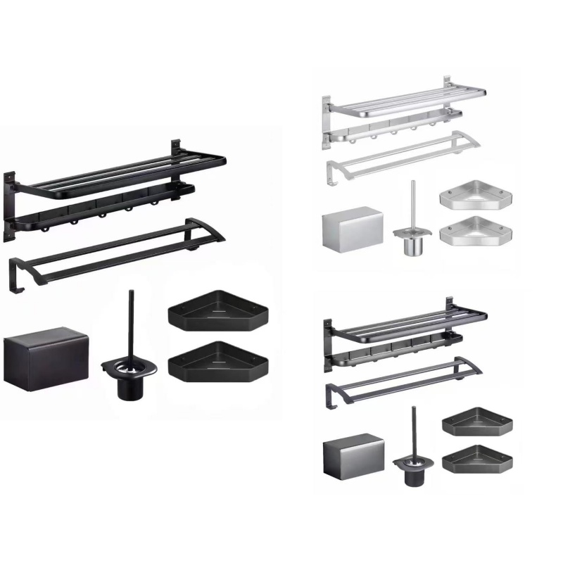 Hotel Bathroom Hardware Matte Black Wall Mounted Stainless Steel Bathroom Accessory Set