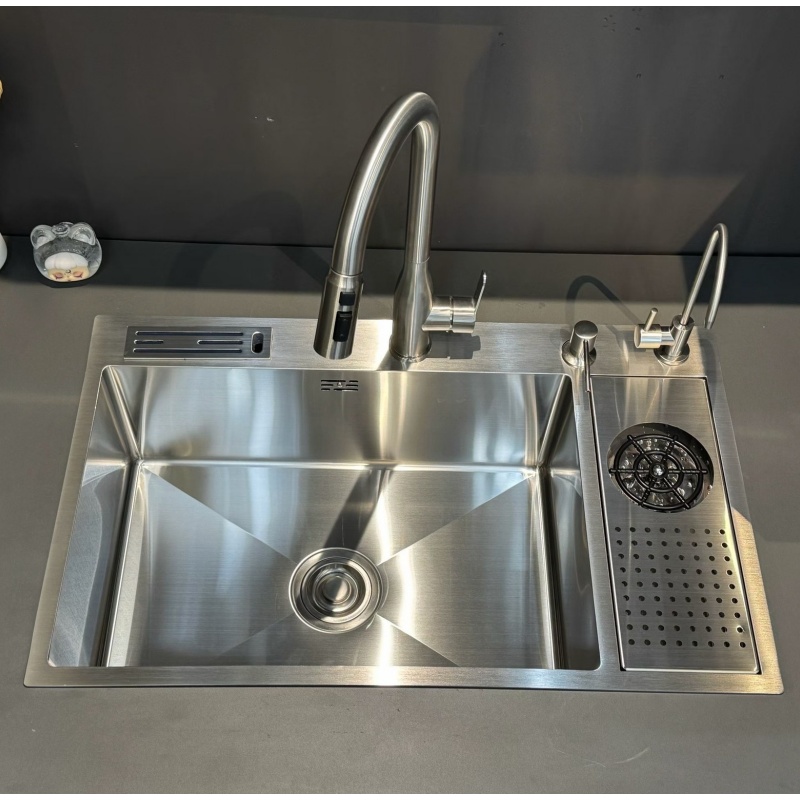 Wholesale Kitchen Sink Stainless Steel Square Handmade Single Bowl Sink Custom Dimensions Brushed Finish Durable Kitchen Sink Factory
